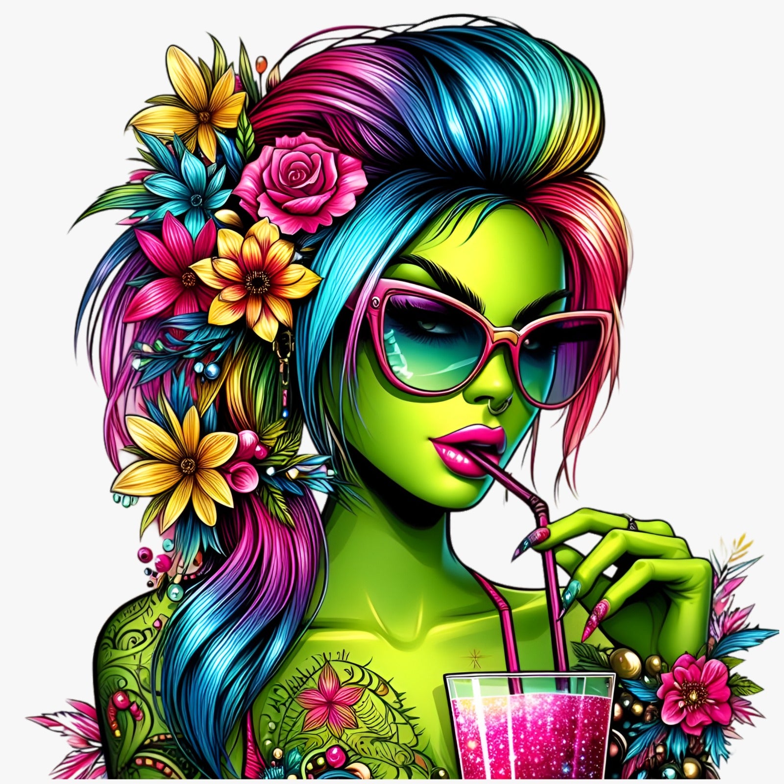 Motif "Fleur verte" N° d'art : DAT